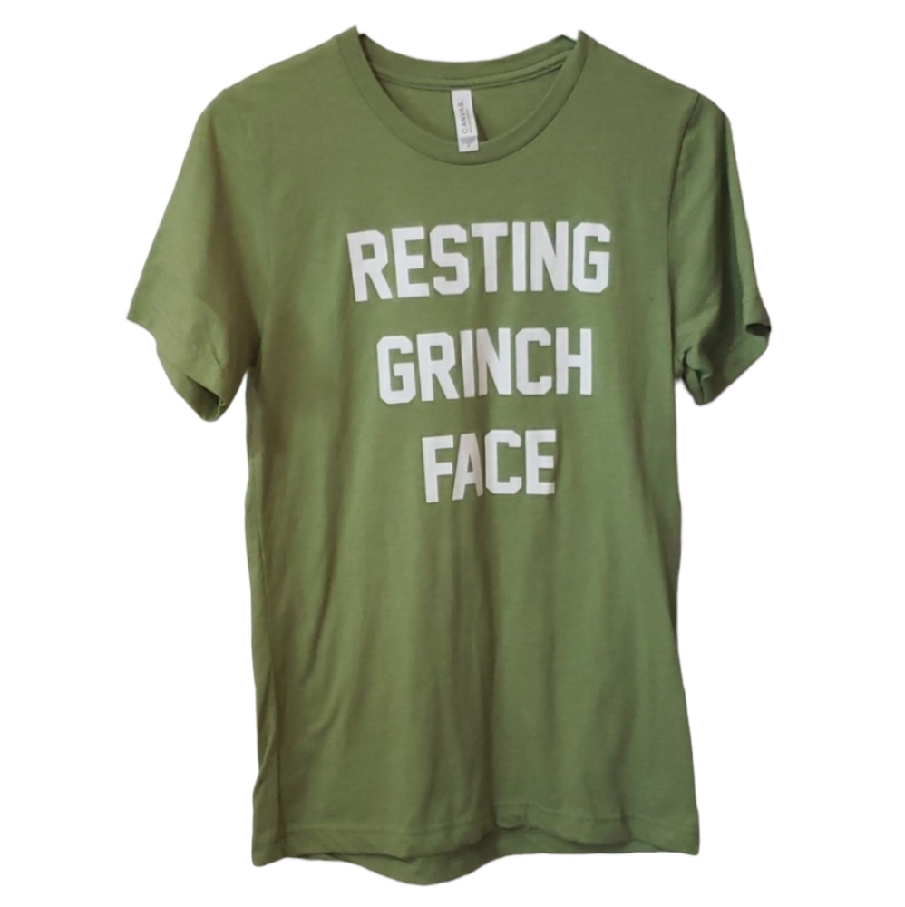 Resting Gringh Face Christmas Green Tshirt Small